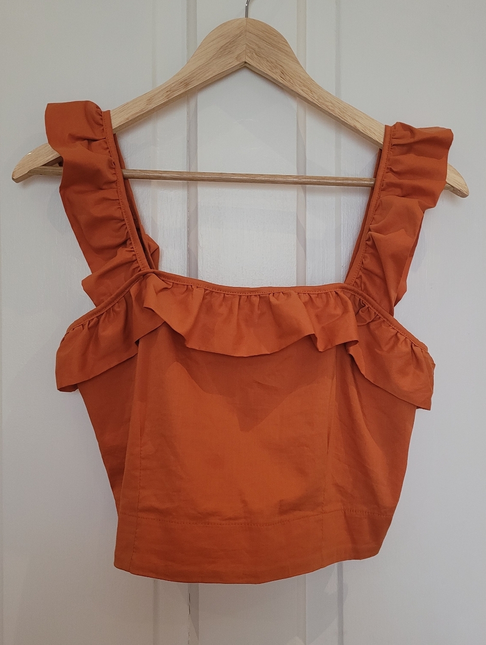Made in Italy, Imperial ruffled crop tank top, womens size medium, cotton blend